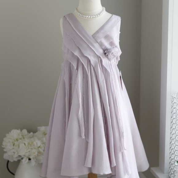 Girls Lavender Dress Designer La Piccola Danza Gauze Size 8 Spring NWT LOVELY - Picture 2 of 6